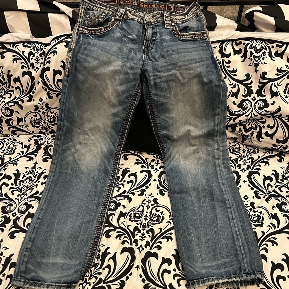 Rock Revival Men’s Slim Jeans - Faded Blue Wash 33x32